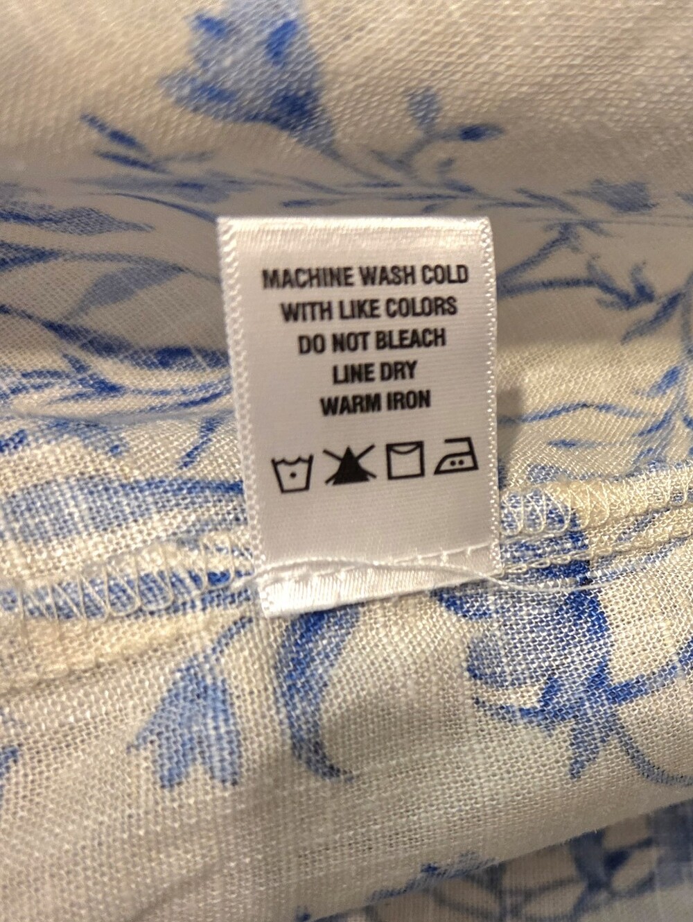 NWT CeCe Blue & White Bubble Sleeve Top Toile Floral Linen Blend Medium (F30) - Picture 6 of 9